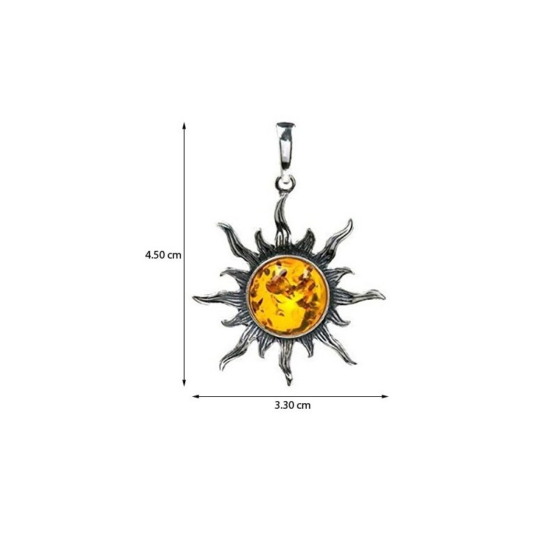 Ian and Valeri Co. Amber Sterling Silver Sun large Pendant