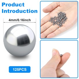 PAGOW 125PCS Paint Mixing Balls Nail Polish 316 Stainless Steel Bearing Balls, 4mm/apr. 0.16”