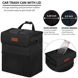 Vankor Car Trash Can for Car Cute, Car Trash Bag Bin Hanging Waterproof Automotive Car Garbage Cans Leak Proof Vehicle Trash Can Diamond Pattern-Black