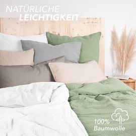 Pure Label Muslin Children's Bed Linen 100 x 135 cm with a Pillowcase 40 x 60 cm Made of 100% Cotton - Incredibly Soft, Cuddly Baby Bed Linen in Green Muslin