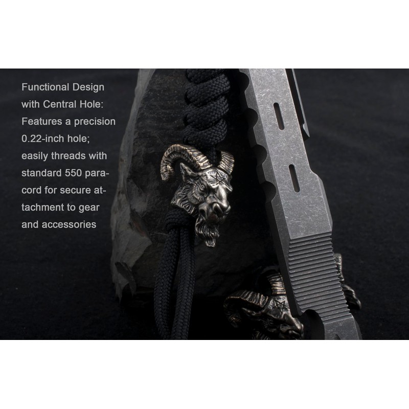 FLAMEDUKE Sheep Head Paracord Bead, Copper, 0.92x0.85x0.78 in, Handcrafted for
