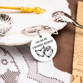 Hafviyra Couple Gifts for Boyfriend Girlfriend Romantic Couples Keychain Gift for Wife Husband Unique Wedding Anniversary Valentine's Day Birthday Gift for Women Man-You’re My Favorite Weirdo