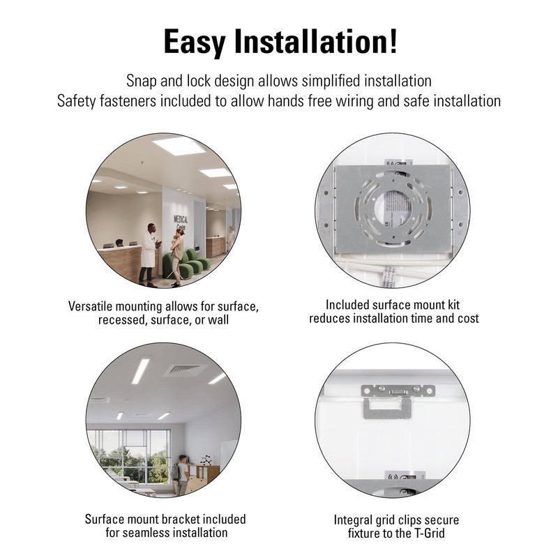 Metalux MMS Multi-Mount 1x2 LED Panel Ceiling Light w/CCT and