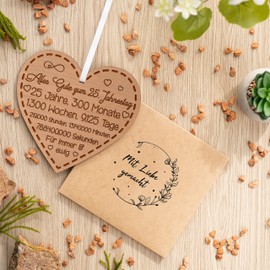 25. Jahrestag Geschenk für Paare 25. Hochzeitstag Geschenke für ihn und sie Jubiläumsgeschenk für Ehemann 25 Jahre Jubiläum Holzherz zum Aufhängen mit Gravur Erinnerung für Ehefrau
