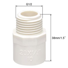 TOP-VIGOR 10Pcs PVC Pipe Fitting, 20mm Slip X G1/2 Male Thread PVC Pipe Adapter Connector Union Coupling