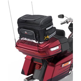 KEMIMOTO Motorcycle Travel Luggage, Tour-Pack Rack Bag Collapsible Trunk Bag with Bar Straps for Road King Street Glide Road Glide Black