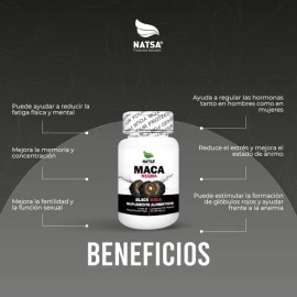 Maca Negra, Black Maca 100 Cápsulas, Calidad Premium Sabor Natural