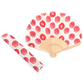 Nishikawa Shourokushen Fan, Summer Fan with Bag, Soleil Women's Present, Gift, Fashion Fan, Mother's Day (Camellia)