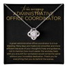 Administrative Office Coordinator Necklace Message Card Box Love Knot Mahogany