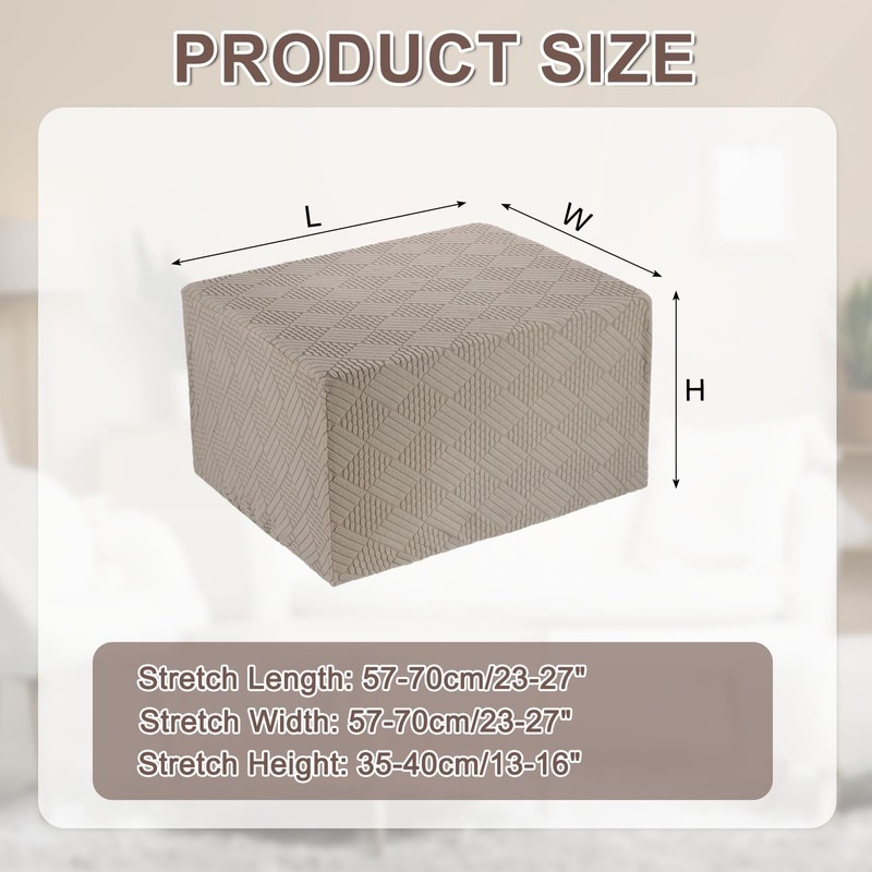 sourcing map Stretch Foot Stool Cover Stripe Square Foot Stool