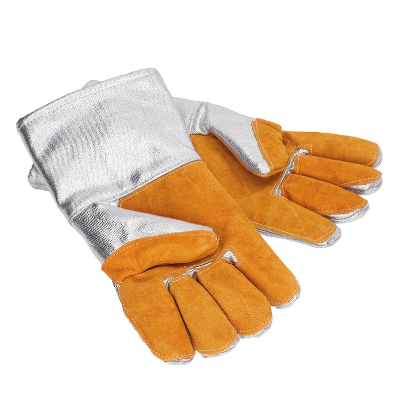 1 Pair Cowhide Welding Gloves Heat Resistant Fireproof Hard Wearing