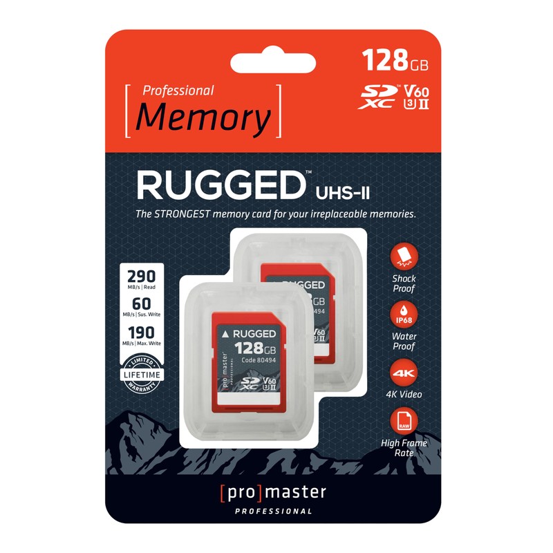 SDXC 128GB Rugged UHS-II V60 Memory Card - 2 Pack