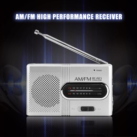 Richer-R Portable Digital Radio, Portable AM/FM Radio, Stereo Speaker, Receiver, Music Player, Pocket Radio, Digital Radio with Antenna for Outdoors, Silver
