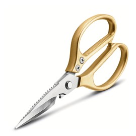 Eastrise Heavy-Duty Kitchen Scissors, Dishwasher-Safe Multi-Purpose Food Shears, Non-Slip Stainless Steel Sharp Cooking Scissors with Ergonomic Handle (1PC/Gold)