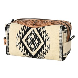 American Darling Toiletry Hand Tooled Saddle Blanket Fabric Genuine Leather Western Women Bag Handbag Purse | for Cute