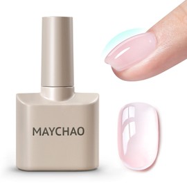 MAYCHAO 15ML Clearly Pink Builder Nail Gel 7 in 1 Clear Pink Builder Strengthener Gel Nail Polish for Nail Extension, Hard Gel Builder Base Gel Rhinestone for Valtines Home Manicure, 0.5 OZ-06
