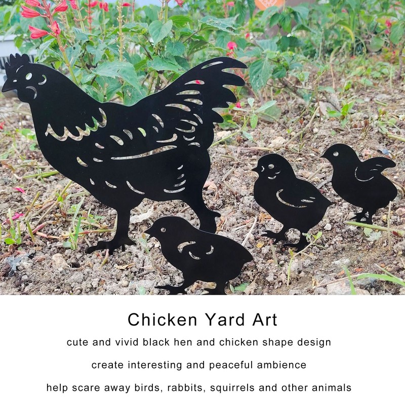 4Pcs Hen Chicken Silhouette Hollow Stake Design Cute Hen Chicken