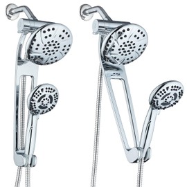 AQUABAR High-Pressure 3-way Shower Spa Combo with Adjustable 18" Extension Arm for Easy Reach & Mobility! Enjoy Luxury 6" Rain & Handheld Shower Head Separately or Together! All-Chrome Finish