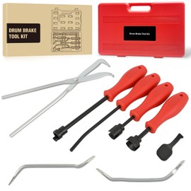 GOOACC 8PCS Drum Brake Tool Kit, Brake Tool Set with Drum Brake Spring Tool Installer, Remover, Compressor, Retainer, Pliers and Adjustment Spoons Set Brake Tools for Automotive Installer Remover Red