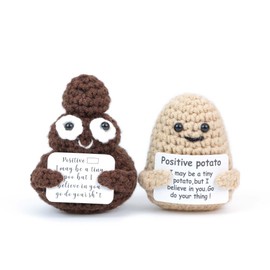RCINDUS Funny Positive Potato & Pooo Set - 2 Pcs Mini Crochet Cheer Up Gifts for College Students, Knitted Positive Potato and Pooo Weird New Year Birthday Gifts