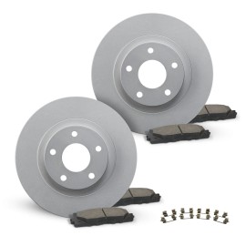 Atom Auto Parts Front Geomet Brake Rotors + Pads for 2008-2023 Nissan Rogue Sport Qashqai