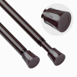 TYRON Curtain Tension Rod 17 to 28 Inch, Adjustable Spring Loaded Curtain Rod, Expandable Window Curtain Rod Tension for Kitchen, Wardrobe, Cupboard, Closet (Bronze, 2 Pack)