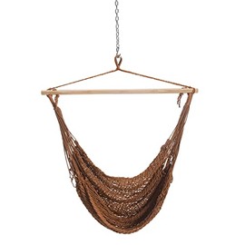 Castaway Living Hammock Chair with Antique Brown Polyester Rope, Hardwood Spreader Bar, Designed in The USA, Durable & Comfortable, Spacious Swing for Balcony, Sunroom, Patio, Porch, Backyard & More