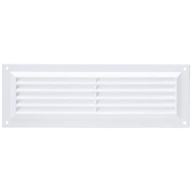 Merriway BH01157 9 x 3 inch Fixed Louvre Air Vent Grille with Flyscreen (Overall Vent Size: 257 x 89mm), White Plastic