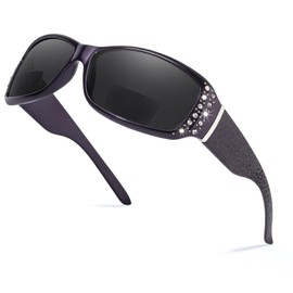 IGnaef 3.5x Bifocal Reading Sunglasses for Women, Wrap Readers Sunglasses Rhinestone Decor UV400 Protection IF8166