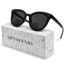 OPTOFENDY Bifocal Sunglasses For Women Fashion Sun Readers UV400 Protection Outdoor Reading Sunglasses with Metal Hinge Black 1.5x