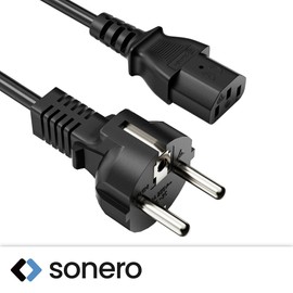 sonero Stromkabel Kaltgerätekabel 3 Polig, 5,0m, Schutzkontakt Schuko Stecker Netzstecker auf Kaltgerätekupplung C13 Buchse, Netzkabel Netzteil Strom Kabel für Monitor PC Drucker, Schwarz