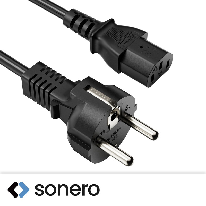 sonero Stromkabel Kaltgerätekabel 3 Polig, 5,0m, Schutzkontakt Schuko Stecker Netzstecker