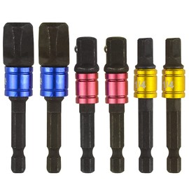 BGTXINGI 6Pcs 2Set Impact Grade Socket Adapter Socket Hex Shank Impact Driver Socket Bit Set 1/4" 3/8" 1/2" (Black)