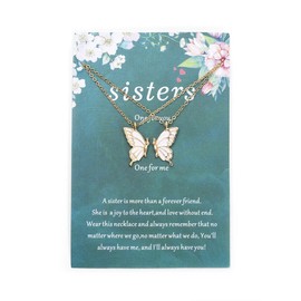 MTJAHPS Sister Necklaces，Friendship Necklace， Butterfly Wing Necklace Gold Butterfly Necklace,Sister Gifts from Sister, Two Butterfly Necklaces, Gifts for 2 Friends (Gold)