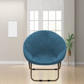 GAMUKAI Velvet Papasan Chair Cover Slipcover – Stretch Round Saucer Cushion Cover, Fits 29-37 Inch, Washable Furniture Protector for Living Room, Dorm, Nursery (Peacock Blue, Medium)