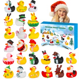 Advent Calendar 2024, Christmas Rubber Ducks Set Rubber Duck Bath Toys 24 Days Countdown Advent Calendar for Toddlers Boys Girls Xmas Baby Shower Party Favors Gifts
