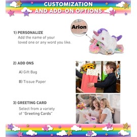 DolliBu Rainbow Lying Moose Unicorn Plush Stuffed Animal Toy, Super Soft Moose Unicorn Dress Up with Removable Plush Unicorn Outfit, Cute Fantasy Wildlife Gift - 9.5 Inches