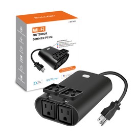 Outdoor Smart Dimmer Plug WiFi Light Outlet Compatible with Alexa and Google Home, Max 15 Amp, IP65 Waterproof for Dimmable Lights (WF96D)