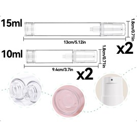 AOYEGIC 4 Stück Airless Pumpspender,Leer Kleine Reiseflaschen,Tragbarer Cremespender,Pumpflasche,Kosmetik Behälter zum Befüllen,verwendet für Reise Lotionen Shampoo Duschgel(10 ml und 15 ml)