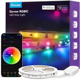 Govee Govee LED Strip 10m, Smart RGBIC LED Streifen Lichterkette Leiste Funktioniert mit Alexa & Google Assistant, DIY Segmentsteuerung, App-Steuerung, Musik Sync, Deko fr Party, Zuhause, Schlafzimmer