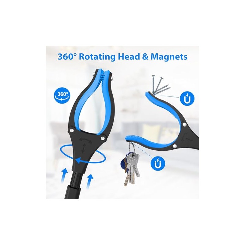 43" Grabber Reacher Tool Foldable Extension Grabber for Seniors Blue