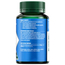 Nature's Own Fenugreek 1000mg Capsules 60 - Traditionally used to Support Healthy Appetite, Digestion & Breast Milk Production-Relieve Indigestion-Decrease & Clear Excess Mucous from Respiratory Tract