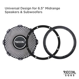 Recoil SG-65P Pair 6.5-Inch High Excursion Black Steel Mesh Grille for Midrange Speakers & Subwoofers