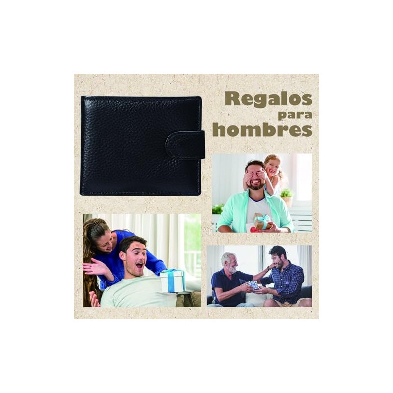 Cartera para Hombre, Carteras Negra para Caballero (Negro)