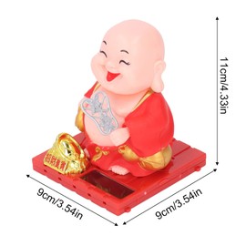 shenruifa Solar Powered Buddha Statue, Auto Shaking Hand Monk Figurine for Home & Car Decor, Meditation Gift & Spiritual Ornament
