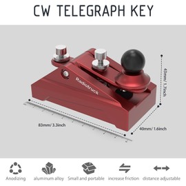 CW Morse Code Key - Pocket Morse Code Telegraph Key Aluminum Alloy Base Grey for Amateur Radio Ham Operators, Adjustable Tension (Red)