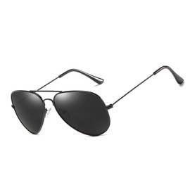 YUIOOISH Pilot Sunglasses for Men Women Retro Polarised Sunglasses Metal Frame for Driving Fishing UV400 Protection, Black/Black Grey