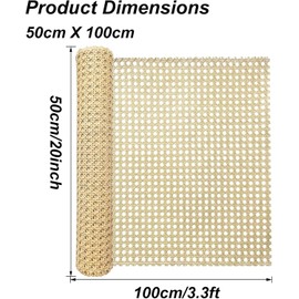 selliner Rattan Sold by the Metre, 50 x 100 cm, Mouldproof Rattan Roll, PE Plastic Waterproof Chair Viennese Wicker for DIY Furniture Decoration, Honeycomb Wicker Chair Tube, Braided Tube Fabric
