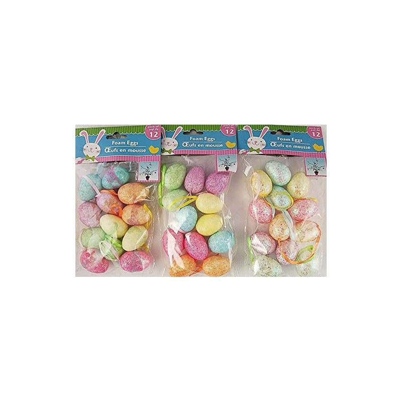 Greenbrier Easter Egg Ornaments w Loops Multi-Color Glitter Mini-Eggs Foam