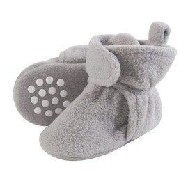 Luvable Friends Unisex Baby Cozy Fleece Booties, Neutral Gray, 6-12 Months